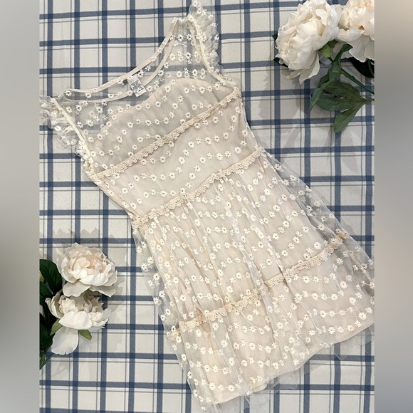 ‘Pinky’ Cream Floral Embroidered Tulle Dress - Picture 4 of 4